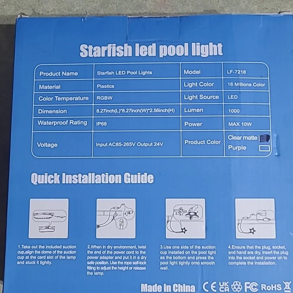 New in box! Starfish LED Immersive pool light waterproof starfish